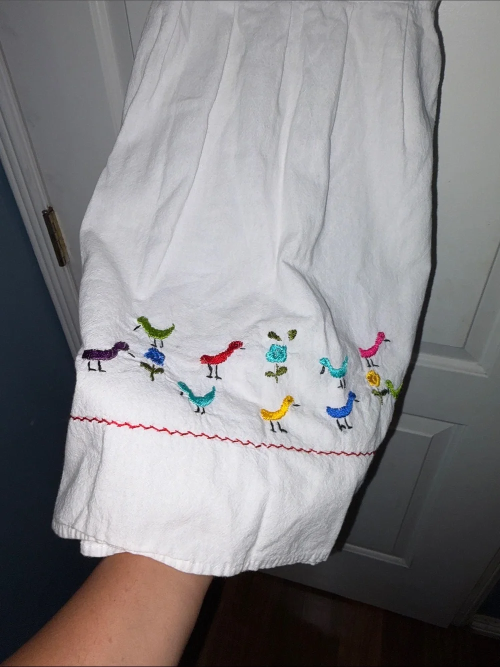 White Embroidered Bird Sundress